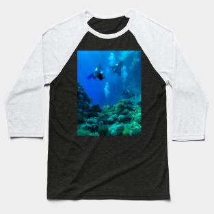 Coral reef and scuba divers Baseball T-Shirt